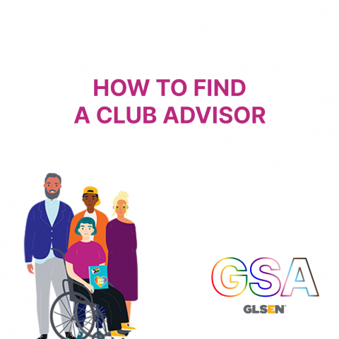Text says How to Find a Club Advisor. There is an illustration of a diverse group of students and educators.
